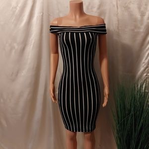 Capella Off The Shoulder Stripped Bodycon Dress